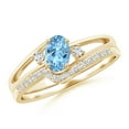 thumbnail image 1 of ANGARA Natural Oval Aquamarine and Diamond Bridal Set in 14K Yellow Gold for Women (Size-6x4mm) | March Birthstone, Birthday, Anniversary, Jewelry Gift for Women | Natural Aquamarine Ring, 1 of 7
