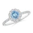 thumbnail image 1 of Angara Natural 0.4 Ct. Aquamarine with Diamond Halo Ring in 14K White Gold for Women (Ring Size: 3.5), 1 of 9