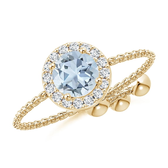 Angara Natural 0.4 Ct. Aquamarine with Diamond Halo Ring in 14K Yellow Gold for Women (Ring Size: 12)