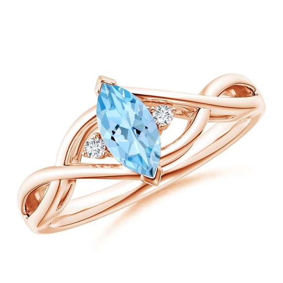 Angara Natural 0.4 Ct. Aquamarine with Diamond Infinity Ring in 14K Rose Gold for Women (Ring Size: 11.5)