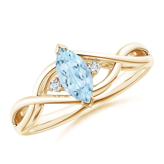 Angara Natural 0.4 Ct. Aquamarine with Diamond Infinity Ring in 14K Yellow Gold for Women (Ring Size: 12)