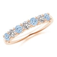 thumbnail image 1 of ANGARA Natural Half Eternity Seven Stone Aquamarine and Diamond Wedding Ring in 14K Rose Gold for Women (Size-3mm) | March Birthstone, Anniversary, Jewelry Gift for Women | Natural Aquamarine Ring, 1 of 8