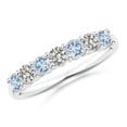 thumbnail image 1 of Angara Natural 0.4 Ct. Aquamarine with Diamond Non Eternity Ring in 14K White Gold for Women (Ring Size: 3), 1 of 9