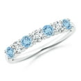 thumbnail image 1 of ANGARA Natural Half Eternity Seven Stone Aquamarine and Diamond Wedding Ring in 14K White Gold for Women (Size-3mm) | March Birthstone, Anniversary, Jewelry Gift for Women | Natural Aquamarine Ring, 1 of 8