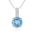 thumbnail image 1 of ANGARA Natural Solitaire Round Aquamarine Pendant with Diamond Bale in 925 Sterling Silver for Women (Size-5mm) | March Birthstone, Anniversary, Jewelry Gift for Women | Natural Aquamarine Necklace, 1 of 7