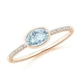 thumbnail image 1 of Angara Natural 0.4 Ct. Aquamarine with Diamond Solitaire Ring in 14K Rose Gold for Women (Ring Size: 3), 1 of 10