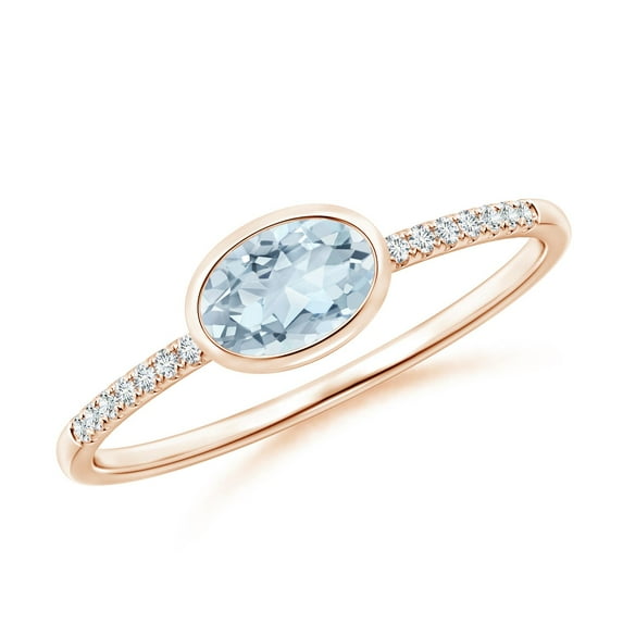 Angara Natural 0.4 Ct. Aquamarine with Diamond Solitaire Ring in 14K Rose Gold for Women (Ring Size: 3)