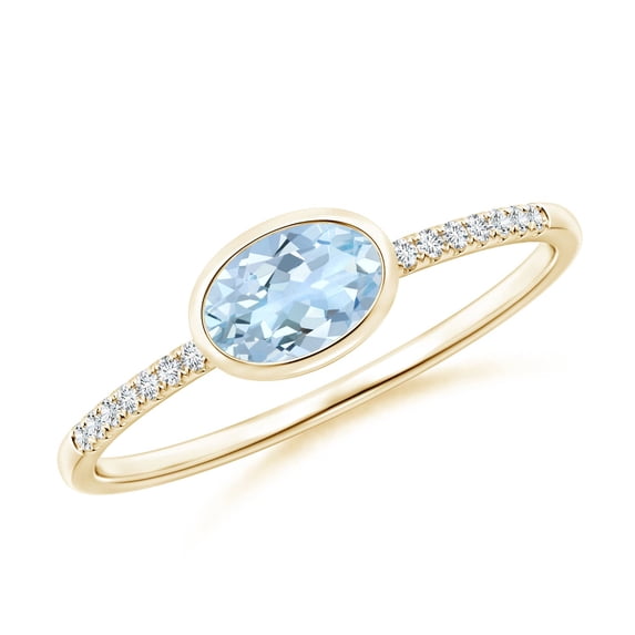 Angara Natural 0.4 Ct. Aquamarine with Diamond Solitaire Ring in 14K Yellow Gold for Women (Ring Size: 12)
