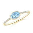 thumbnail image 1 of Angara Natural 0.4 Ct. Aquamarine with Diamond Solitaire Ring in 14K Yellow Gold for Women (Ring Size: 3.5), 1 of 10