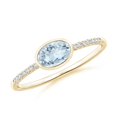thumbnail image 1 of ANGARA Natural Bezel-Set Oval Aquamarine and Diamond Ring in 14K Yellow Gold for Women (Size-6x4mm) | March Birthstone, Birthday, Anniversary, Jewelry Gift for Women | Natural Aquamarine Ring, 1 of 9