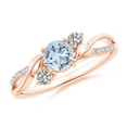 thumbnail image 1 of ANGARA Natural Aquamarine and Diamond Twisted Vine Engagement Ring in 14K Rose Gold for Women (Size-5mm) | March Birthstone, Birthday, Anniversary, Jewelry Gift for Women | Natural Aquamarine Ring, 1 of 10