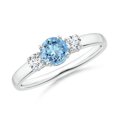 thumbnail image 1 of ANGARA Natural Classic Aquamarine and Diamond Three Stone Engagement Ring in 14K White Gold for Women (Size-5mm) | March Birthstone, Anniversary, Jewelry Gift for Women | Natural Aquamarine Ring, 1 of 10