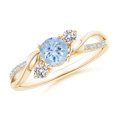 thumbnail image 1 of ANGARA Natural Aquamarine and Diamond Twisted Vine Engagement Ring in 14K Yellow Gold for Women (Size-5mm) | March Birthstone, Birthday, Anniversary, Jewelry Gift for Women | Natural Aquamarine Ring, 1 of 10