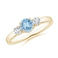 thumbnail image 1 of ANGARA Natural Classic Aquamarine and Diamond Three Stone Engagement Ring in 14K Yellow Gold for Women (Size-5mm) | March Birthstone, Anniversary, Jewelry Gift for Women | Natural Aquamarine Ring, 1 of 10