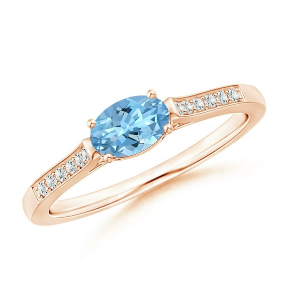 Angara Natural 0.4 Ct. Aquamarine with Diamond Vintage Inspired Ring in 14K Rose Gold for Women (Ring Size: 12)