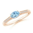 thumbnail image 1 of ANGARA Natural Oval Aquamarine Solitaire Ring with Diamonds in 14K Rose Gold for Women (Size-6x4mm) | March Birthstone, Birthday, Anniversary, Jewelry Gift for Women | Natural Aquamarine Ring, 1 of 9