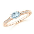 thumbnail image 1 of ANGARA Natural Oval Aquamarine Solitaire Ring with Diamonds in 14K Rose Gold for Women (Size-6x4mm) | March Birthstone, Birthday, Anniversary, Jewelry Gift for Women | Natural Aquamarine Ring, 1 of 9