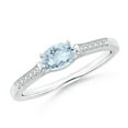 thumbnail image 1 of ANGARA Natural Oval Aquamarine Solitaire Ring with Diamonds in 14K White Gold for Women (Size-6x4mm) | March Birthstone, Birthday, Anniversary, Jewelry Gift for Women | Natural Aquamarine Ring, 1 of 7