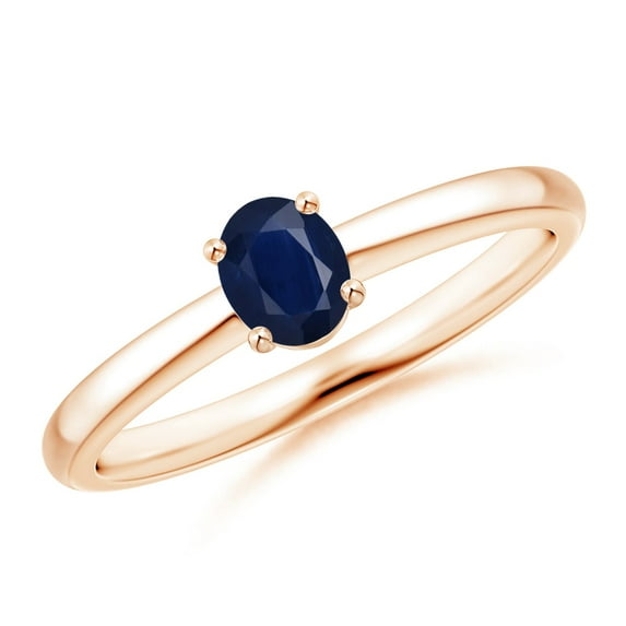 Angara Natural 0.4 Ct. Blue Sapphire Solitaire Ring in 14K Rose Gold for Women (Ring Size: 3)