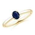 thumbnail image 1 of ANGARA Natural Classic Solitaire Oval Blue Sapphire Promise Ring in 14K Yellow Gold for Women (Size-5x4mm) | September Birthstone, Anniversary, Jewelry Gift for Women | Natural Blue Sapphire Ring, 1 of 8