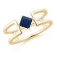 thumbnail image 1 of ANGARA Natural Square Sapphire Solitaire Parallel Split Shank Ring in 14K Yellow Gold for Women (Size-4mm) | September Birthstone, Anniversary, Jewelry Gift for Women | Natural Blue Sapphire Ring, 1 of 9