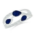 thumbnail image 1 of ANGARA Natural Three-Stone Pear Sapphire Criss-Cross Ring in 14K White Gold for Women (Size-6x4mm) | September Birthstone, Birthday, Anniversary, Jewelry Gift for Women | Natural Blue Sapphire Ring, 1 of 9