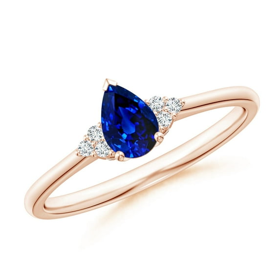 Angara Natural 0.4 Ct. Blue Sapphire with Diamond Classic Ring in 14K Rose Gold for Women (Ring Size: 3.5)