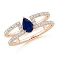 thumbnail image 1 of ANGARA Natural Pear Sapphire Parallel Split Shank Ring with Accents in 14K Rose Gold for Women (Size-6x4mm) | September Birthstone, Anniversary, Jewelry Gift for Women | Natural Blue Sapphire Ring, 1 of 8