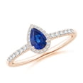 thumbnail image 1 of Angara Natural 0.4 Ct. Blue Sapphire with Diamond Halo Ring in 14K Rose Gold for Women (Ring Size: 12), 1 of 11