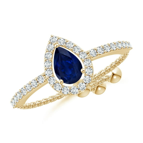 Angara Natural 0.4 Ct. Blue Sapphire with Diamond Halo Ring in 14K Yellow Gold for Women (Ring Size: 11.5)