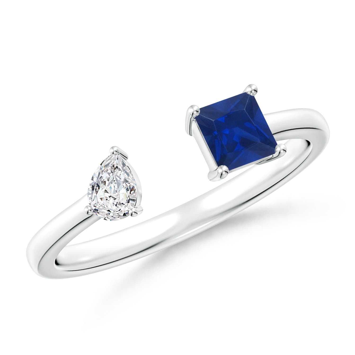 Angara Natural 0.4 Ct. Blue Sapphire with Diamond Stackable Ring in ...