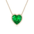 thumbnail image 1 of ANGARA Natural Bezel-Set Solitaire Heart Emerald Pendant in 14K Rose Gold for Women (Size-5mm) | May Birthstone, Birthday, Anniversary, Jewelry Gift for Women | Natural Emerald Necklace, 1 of 7