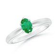 thumbnail image 1 of ANGARA Natural Tapered Shank Oval Solitaire Emerald Ring in 14K White Gold for Women (Size-6x4mm) | May Birthstone, Birthday, Anniversary, Jewelry Gift for Women | Natural Emerald Ring, 1 of 8