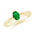 thumbnail image 1 of ANGARA Natural Tapered Shank Oval Solitaire Emerald Ring in 14K Yellow Gold for Women (Size-6x4mm) | May Birthstone, Birthday, Anniversary, Jewelry Gift for Women | Natural Emerald Ring, 1 of 8
