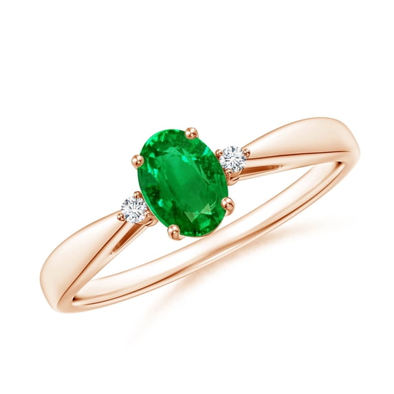 Angara Natural 0.4 Ct. Emerald with Diamond Classic Ring in 14K Rose Gold for Women (Ring Size: 3)