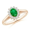 thumbnail image 1 of Angara Natural 0.4 Ct. Emerald with Diamond Halo Ring in 14K Rose Gold for Women (Ring Size: 3.5), 1 of 10