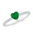 thumbnail image 1 of ANGARA Natural 3-Prong-Set Heart Emerald Ring With Diamond Accents in 14K White Gold for Women (Size-5mm) | May Birthstone, Birthday, Anniversary, Jewelry Gift for Women | Natural Emerald Ring, 1 of 9