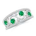 thumbnail image 1 of ANGARA Natural Nature Inspired Round Emerald & Diamond Filigree Ring in 14K White Gold for Women (Size-3mm) | May Birthstone, Birthday, Anniversary, Jewelry Gift for Women | Natural Emerald Ring, 1 of 9