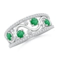 thumbnail image 1 of ANGARA Natural Nature Inspired Round Emerald & Diamond Filigree Ring in 14K White Gold for Women (Size-3mm) | May Birthstone, Birthday, Anniversary, Jewelry Gift for Women | Natural Emerald Ring, 1 of 9
