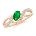 thumbnail image 1 of ANGARA Natural Solitaire Emerald Twisted Ribbon Ring with Pave Diamond Accents in 14K Rose Gold for Women (Size-6x4mm) | May Birthstone, Anniversary, Jewelry Gift for Women | Natural Emerald Ring, 1 of 9