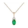 thumbnail image 1 of ANGARA Natural Oval Emerald Solitaire Pendant with Trio Diamond in 14K Rose Gold for Women (Size-6x4mm) | May Birthstone, Birthday, Anniversary, Jewelry Gift for Women | Natural Emerald Necklace, 1 of 7
