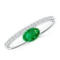 thumbnail image 1 of ANGARA Natural Oval Emerald Off-Centered Solitaire Ring With Diamonds in 925 Sterling Silver for Women (Size-6x4mm) | May Birthstone, Anniversary, Jewelry Gift for Women | Natural Emerald Ring, 1 of 10