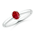 thumbnail image 1 of ANGARA Natural Classic Solitaire Oval Ruby Promise Ring in 925 Sterling Silver for Women (Size-5x4mm) | July Birthstone, Birthday, Anniversary, Jewelry Gift for Women | Natural Ruby Ring, 1 of 12