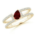 thumbnail image 1 of ANGARA Natural Tilted Pear Ruby Parallel Split Shank Ring in 14K Yellow Gold for Women (Size-6x4mm) | July Birthstone, Birthday, Anniversary, Jewelry Gift for Women | Natural Ruby Ring, 1 of 8