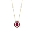 thumbnail image 1 of ANGARA Natural Pear-Shaped Ruby Two Tone Necklace with Double Halo in 14K Yellow & White Gold for Women (Size-6x4mm) | July Birthstone, Anniversary, Jewelry Gift for Women | Natural Ruby Necklace, 1 of 8