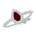 thumbnail image 1 of ANGARA Natural Floating Pear-Shaped Ruby Bolo Ring with Halo in 14K White Gold for Women (Size-6x4mm) | July Birthstone Jewelry for Her | Natural Ruby Rings, 1 of 9