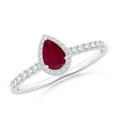 thumbnail image 1 of ANGARA Natural Pear-Shaped Ruby Halo Engagement Ring in 14K White Gold for Women (Size-6x4mm) | July Birthstone, Birthday, Anniversary, Jewelry Gift for Women | Natural Ruby Ring, 1 of 9