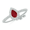 thumbnail image 1 of ANGARA Natural Floating Pear-Shaped Ruby Bolo Ring with Halo in 14K White Gold for Women (Size-6x4mm) | July Birthstone, Birthday, Anniversary, Jewelry Gift for Women | Natural Ruby Ring, 1 of 8