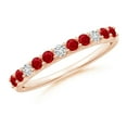 thumbnail image 1 of ANGARA Natural Round Ruby and Diamond Half Eternity Wedding Ring in 14K Rose Gold for Women (Size-2mm) | July Birthstone, Birthday, Anniversary, Jewelry Gift for Women | Natural Ruby Ring, 1 of 10
