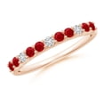 thumbnail image 1 of ANGARA Natural Round Ruby and Diamond Half Eternity Wedding Ring in 14K Rose Gold for Women (Size-2mm) | July Birthstone, Birthday, Anniversary, Jewelry Gift for Women | Natural Ruby Ring, 1 of 9